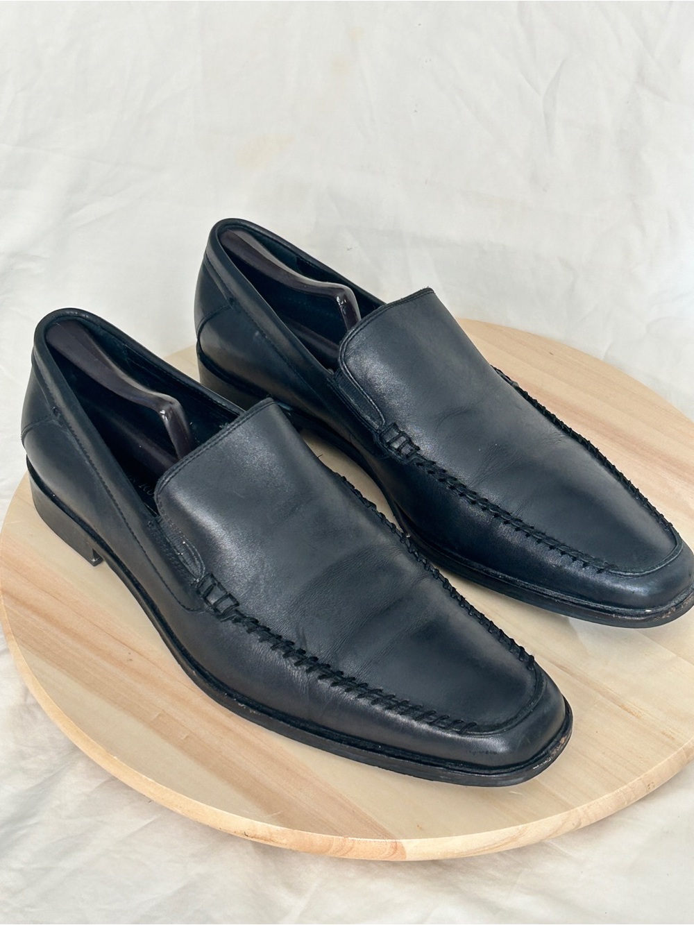 Gordon Rush Stratton Black Leather Slip-On Loafer Square Toe Dress 10.5
